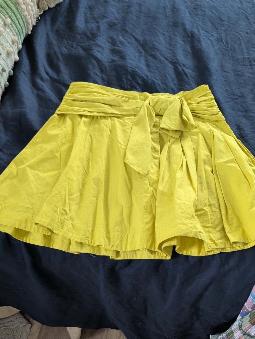 Anthropologie Yellow Tie-Waist Skater Skirt